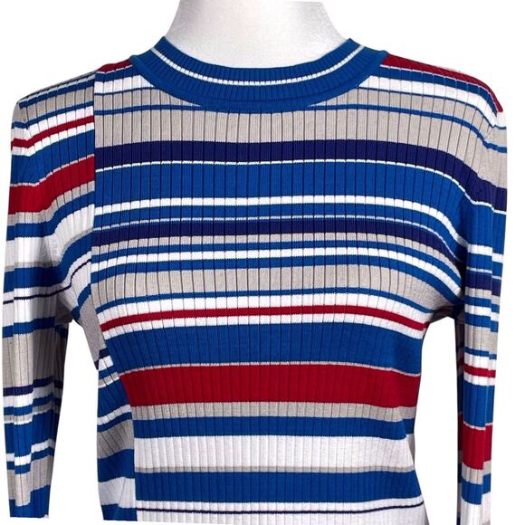 RAG & BONE Women’s Mason Crew Sweater Size Large Ribbed Striped Red Blue EUC - Picture 8 of 16